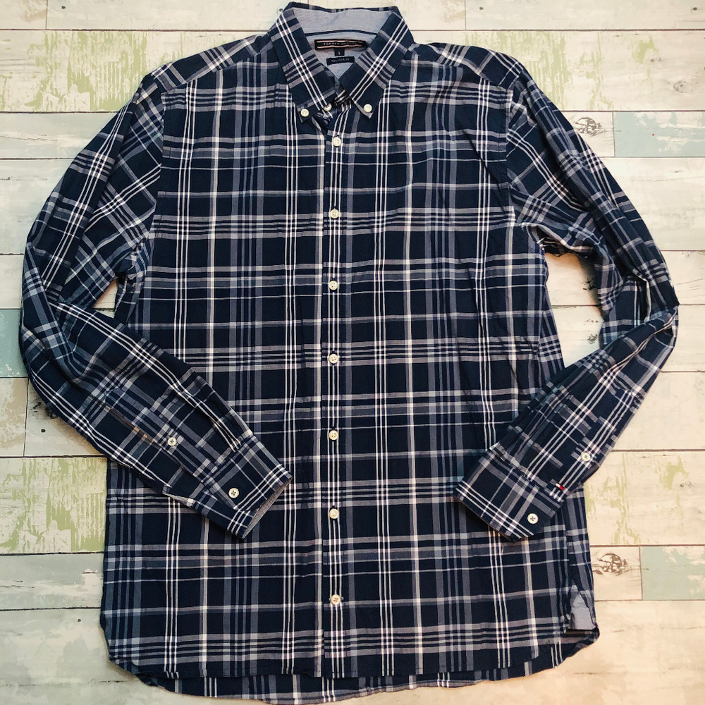 Tommy Hilfiger Long Sleeve Plaid Shirt - Large